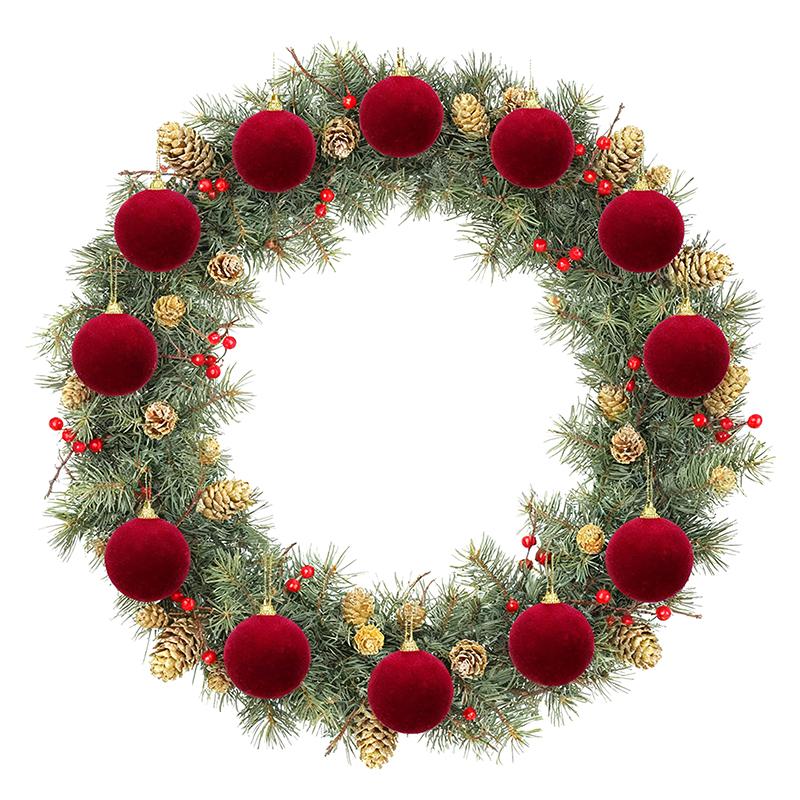 5/10Pcs Velvet Christmas Ball Ornaments Red White Xmas Tree Hanging Pendants Diy Home Party Christmas Decoration Year Gifts