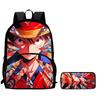 Cartoon ONE PIECE 2Pcs Set Mochila Lightweight Large Capacity Front Pocket School Backpack with Pencil Case for Boys Girls Trip