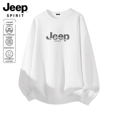 JEEP SPIRIT Men's Loose Fit Crew Neck Logo Print Sweatshirt