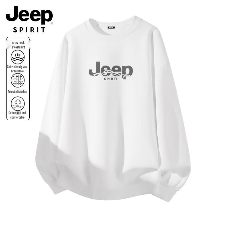 JEEP SPIRIT Men's Loose Fit Crew Neck Logo Print Sweatshirt