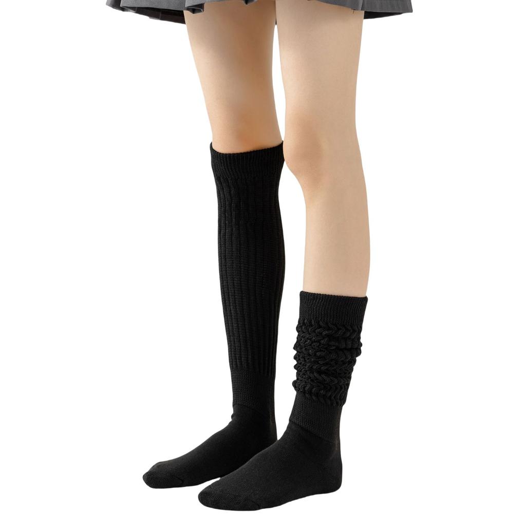 RMSWEETYIL Long Stacked Slouch Scrunch Socks for Women 80s 90s Loose Chunky Cotton Tall Knee High Boot Tube Slouch Socks