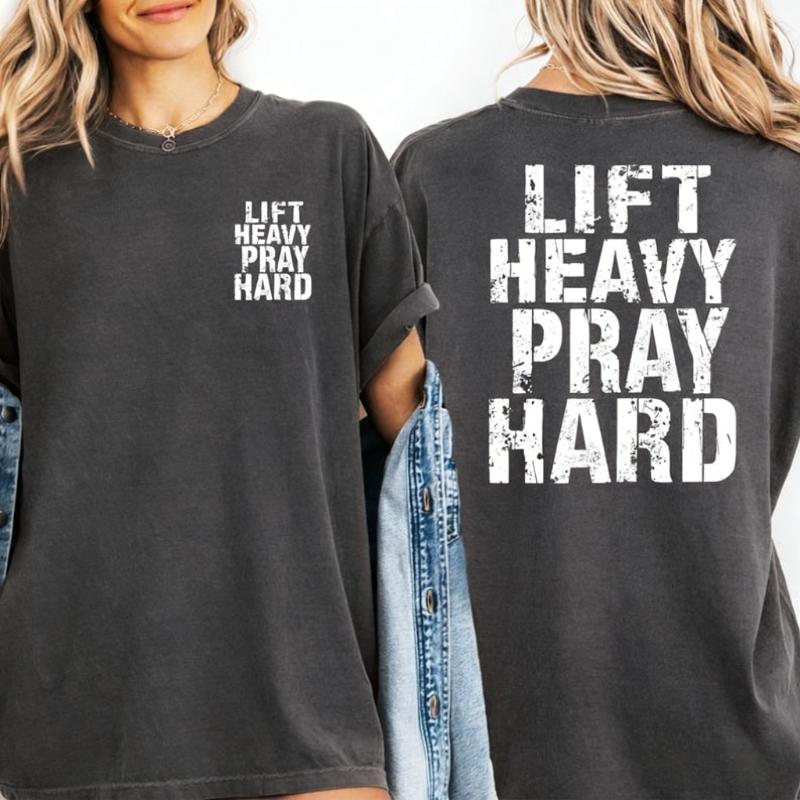 Lift Heavy Pray Hard Christian Gym Shirt Faith Fitness Tee Graphic T Shirts Women Clothes Gothic Y2k Top Women Clothing Tops