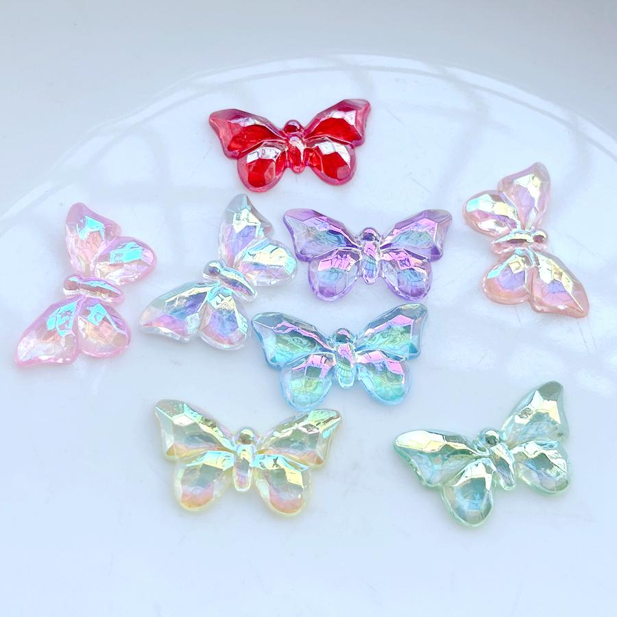 10 Stück 32 mm * 18 mm Mischkristall ab farbiger Schmetterling Acryl Flache Rückseite dekoratives Sammelalbum DIY Schmuck Handyhülle verzierter Schmetterling
