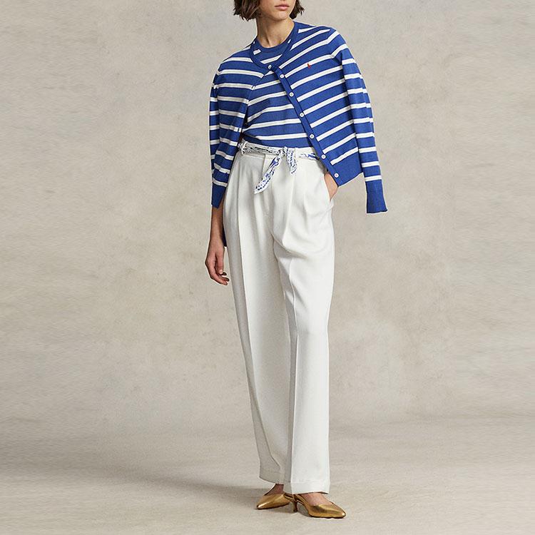 Polo Ralph Lauren Ss23 Logo Embroidered Striped Long Sleeve Knit Sweater Women sweater Blue WMPOSWENC020614-400