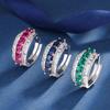 Copper Bottom Gold-Plated Ring Female Imitation Colored Treasure Ring Retro Style Ring With Diamonds Female Row Ring