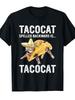 This Tacocat Read backwardsFun Crew Neck Tshirt for Taco Lovers and Cat Enthusiasts Pure Cotton Couple Streetwear Top