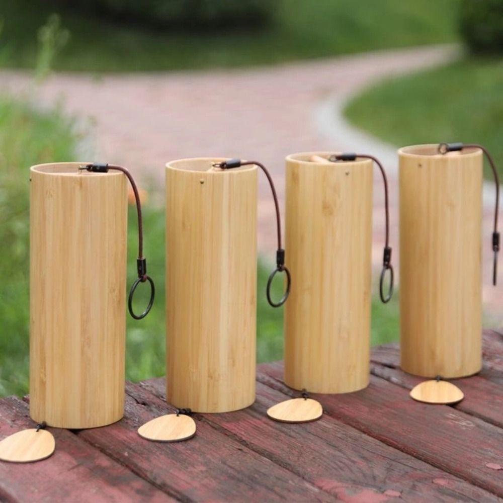 Handmade Bamboo Wind Chimes Hand Cranked Yard Pendant Garden Decoration Musical Windchime  Patio