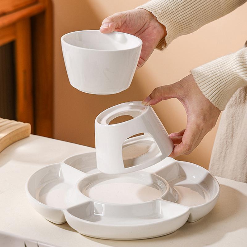 

Фарфоновый котелок для плавления шоколада, набор для шоколадного фондю с вилкой и подносом, подогрев свечой, чайная свеча для сыра, шоколада, конфет, десерта, закуски CHINA