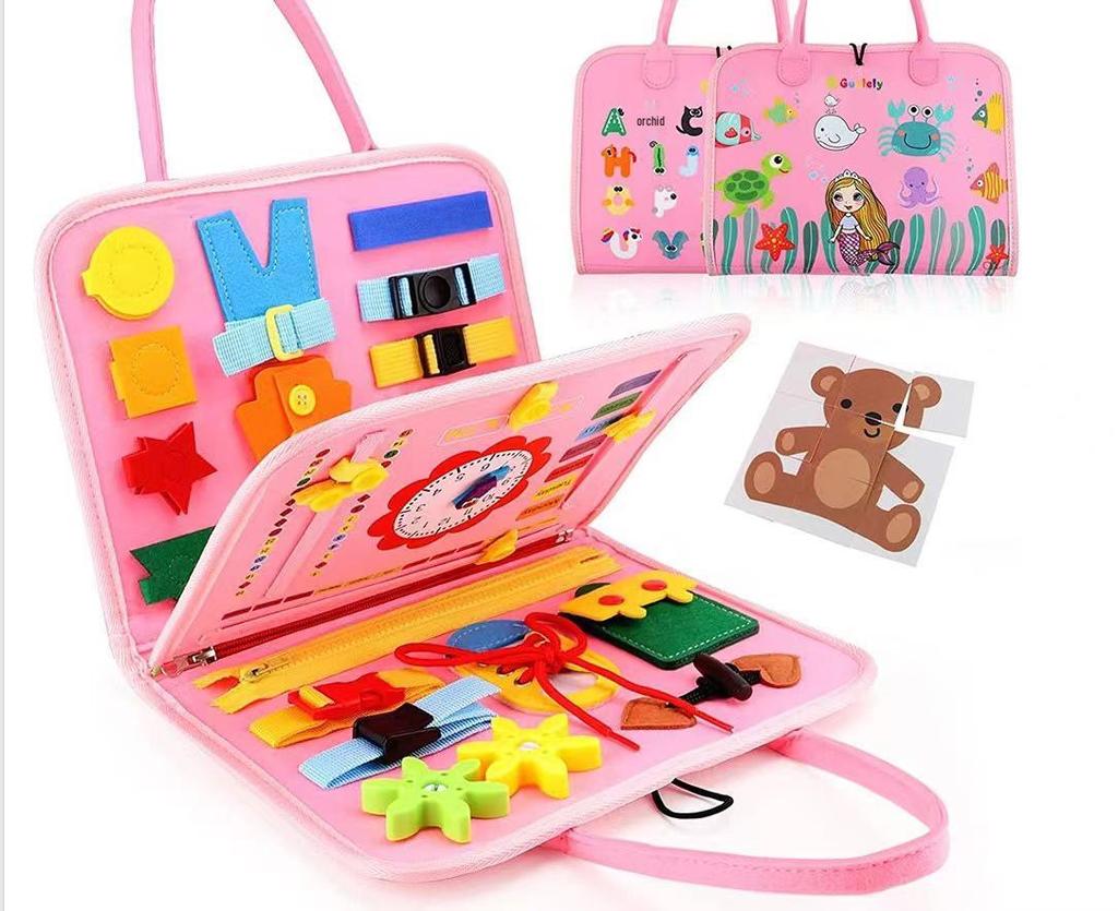 Montessori Early Childhood Educational Felt Learning Board: Teaches Dressing and Shoelace Tying.