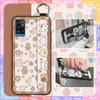 Durable Fashion Design Phone Case For ZTE Blade A71 Cartoon Ring Anti-dust Phone Holder Anti-knock Lanyard Kickstand