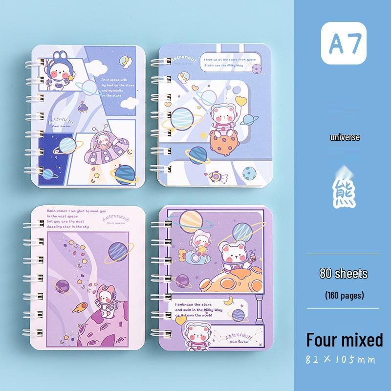 High-Value A7 Spiral Notebook - Cartoon Themed, Lined, Mini, Portable, Ideal for Elementary Students and Kids' Diaries