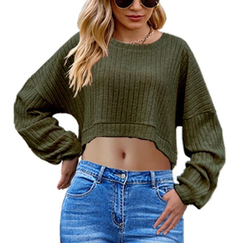 Women's Fashion Casual Autumn Winter Solid Color Print Long Sleeve U-Neck Blouses & Shirts