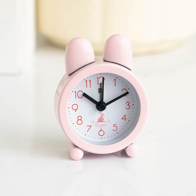 Mini rabbit head cute alarm clock student desktop bedside with keychain alarm clock