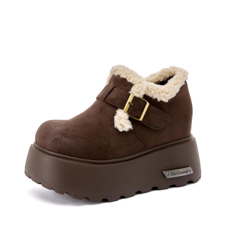 

Thick-soled women s new winter versatile inner heightened, fleece thickened, warm and lightweight cotton shoes 39 коричневий