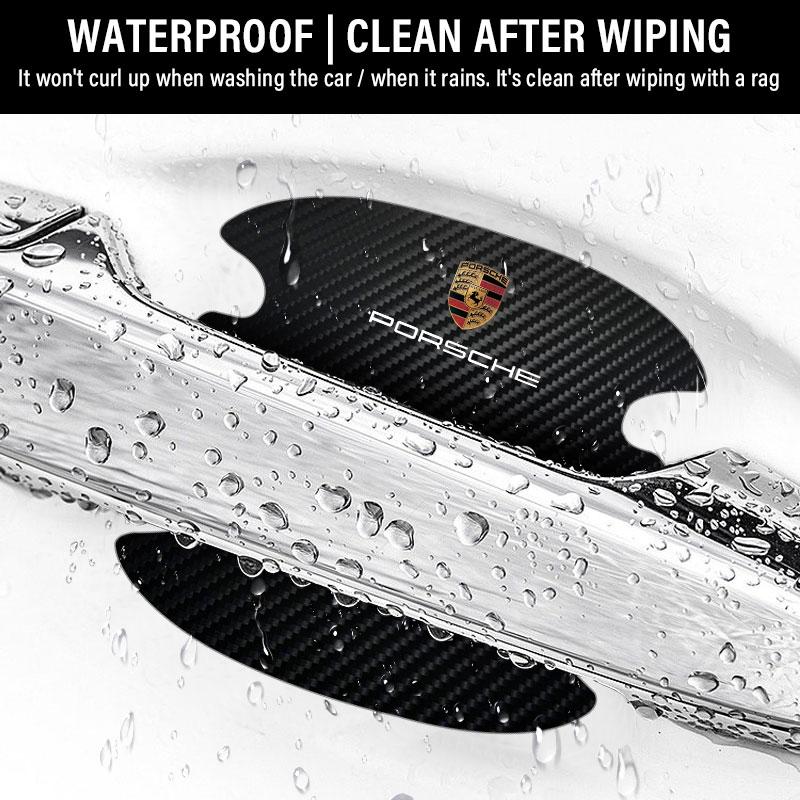 4KS Ochranná samolepka kliky dveří auta Znak Dekorace Styling Pro Porsche Boxster Cayenne Panamera Macan Cayman 911 918 996 917 991