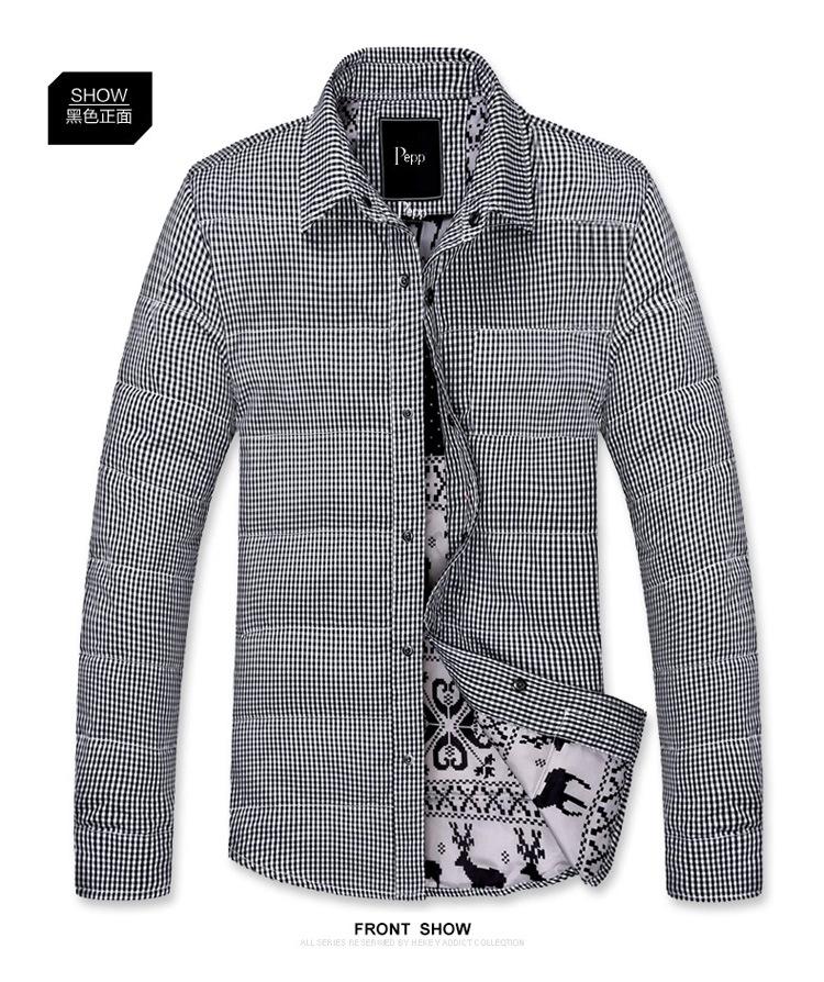 

Autumn and winter down jackets, men s versatile long-sleeved plaid casual business fashion, men s fashion, youth lapel trend M