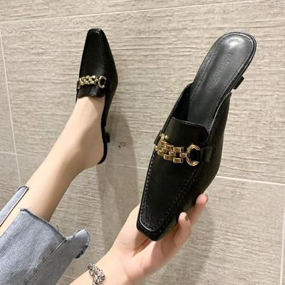 Pantofole basse Baotou da donna da indossare esternamente Pantofole da donna in pelle alla moda
