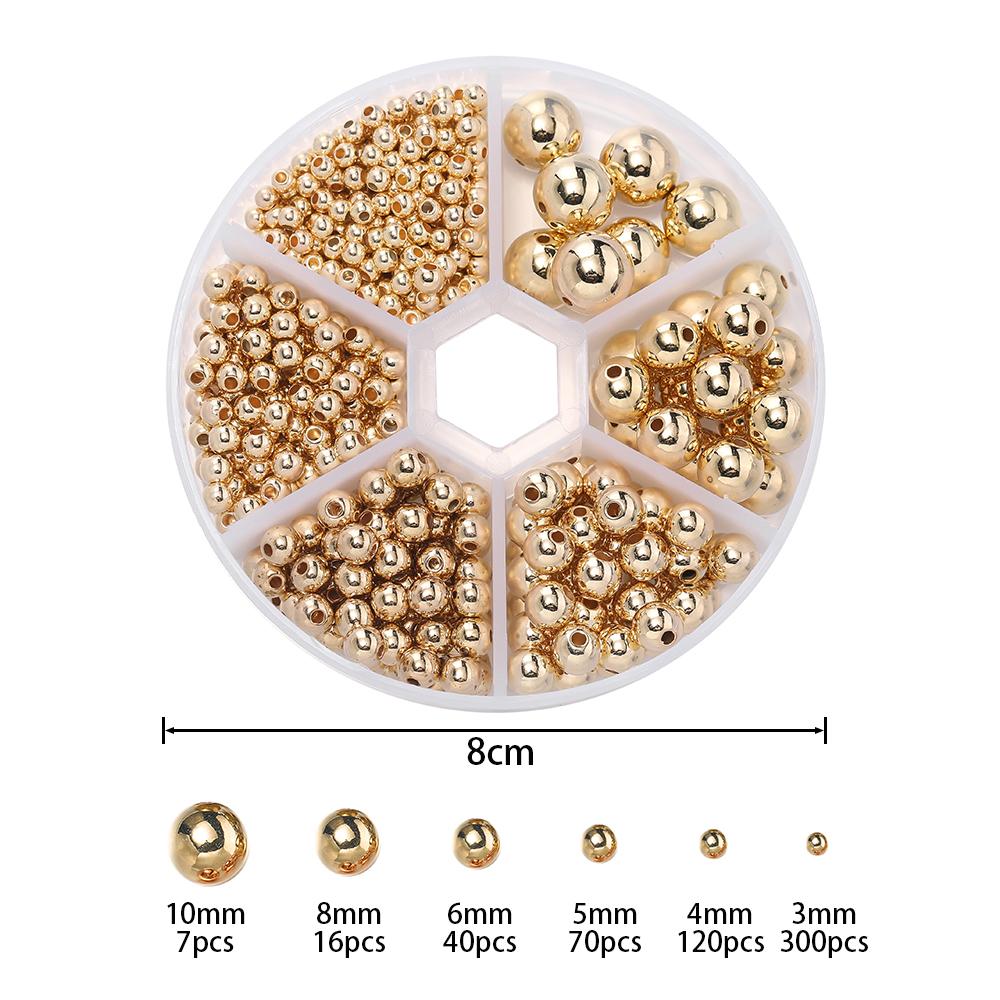 553pcs 3-10mm CCB Gold Silver Color Spacer Beads Set Box Round Loose Beads Charms Kit For Jewelry Making DIY Bracelet Necklace