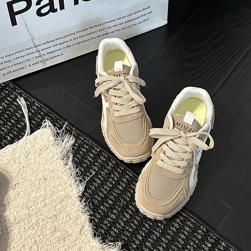Fashion Retro Summer Color Matching Lace-up Comfortable Sports Moral Training Shoes Women's Autumn Lightweight and Versatile Forrest Gump Shoes Mesh