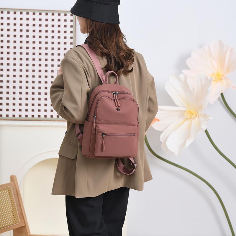Women's Nylon Backpack Lightweight Solid Color Student Schoolbag