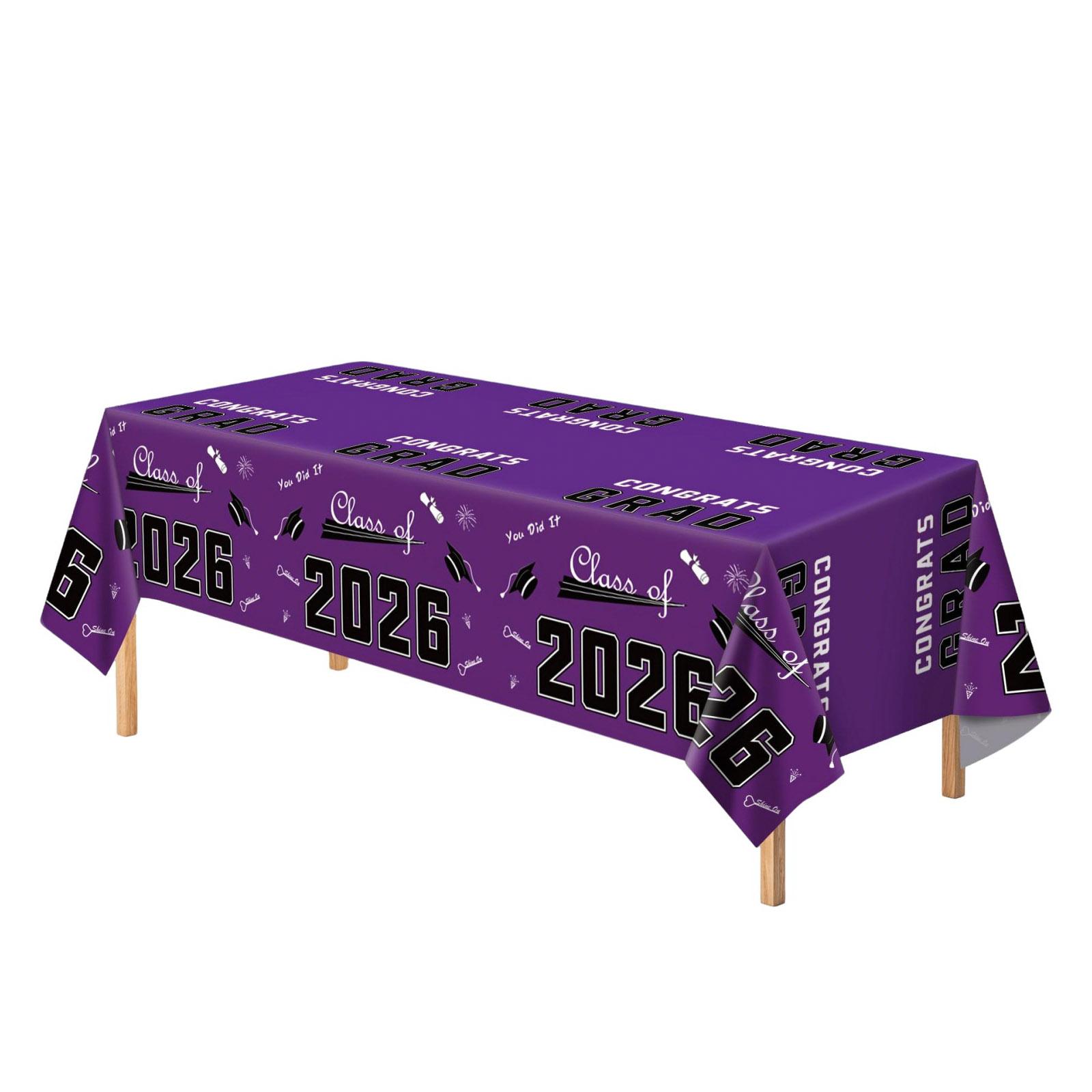 

Graduation Party Tablecloth 1pc Graduation Theme Table Cover 140x180cm Party Decoration for Graduation Season Events One Size фіолетовий