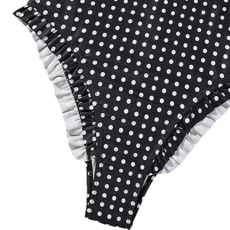 Europe and The United States 2026 New Fashion Personality Polka Dot Printing Neck Tether Design One-piece Women's Swimsuit