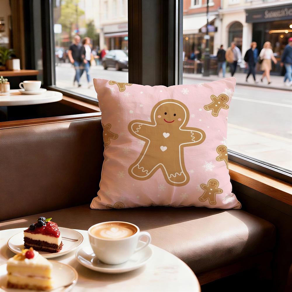 Festive Adorable Ginger Bread Cushion Cover Decorative Cushions Covers Cover Sofa 50x50 Pillow 4 Piece 45x45 40x40 Pillowcase