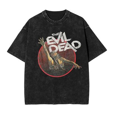 Evil Dead Abgenutzt Gewaschenes T-Shirt Streetwear Hip Hop Neuheit T-Shirt Tees Tops Männer Frauen Kurzarm Grafikdruck