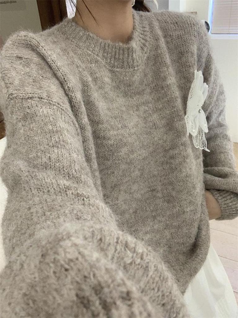 Korean 3D Flower Knit Sweater - 2025 Chic Winter Fashion for Women
