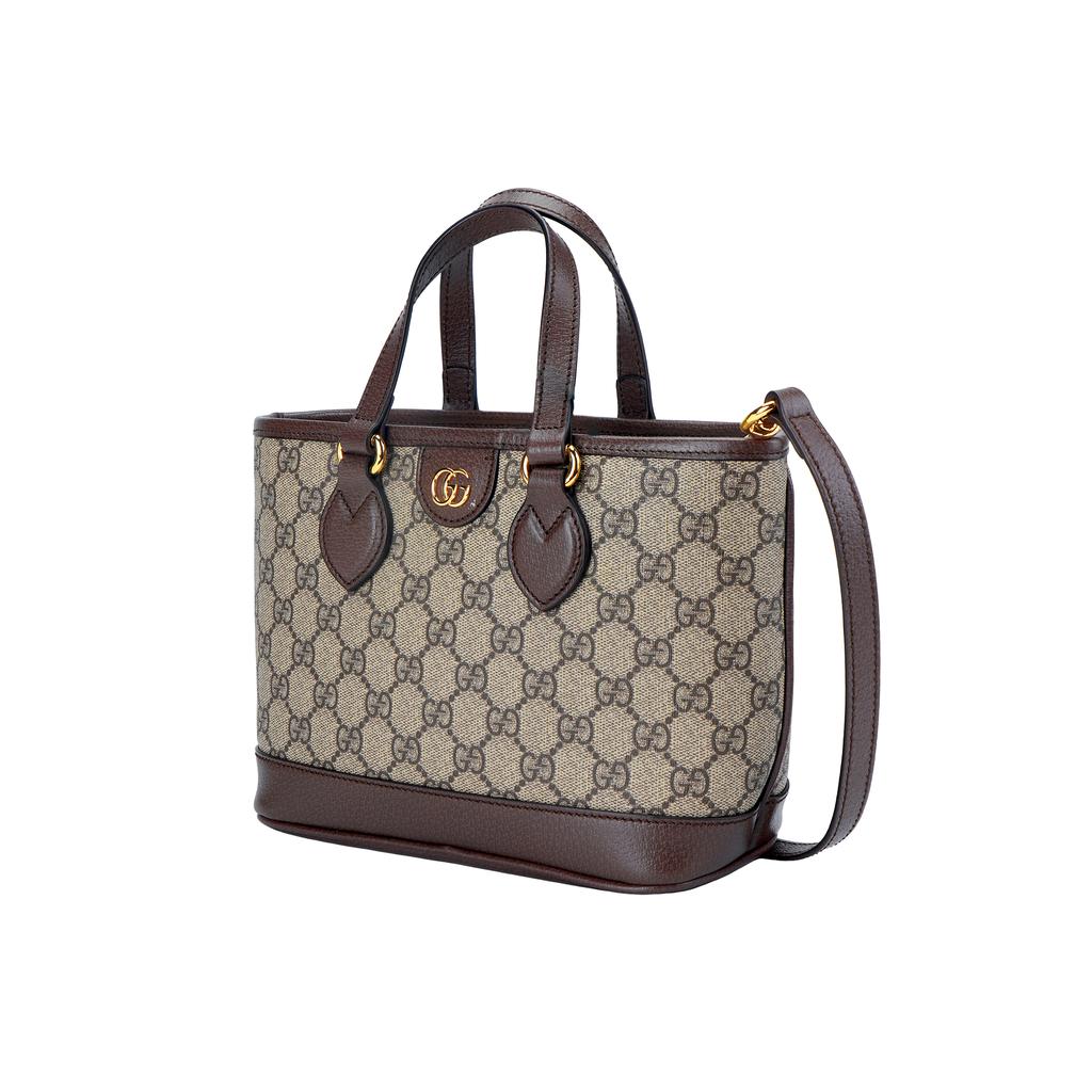Gucci Ophidia Detachable Shoulder Strap Double G Logo Supreme Canvas Tote Bag Women Tote Bag Beige Ebony 811716-K9GSG-8358