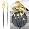 Dinnerware Set Dinner Knife Fork Spoon Tableware Set Stainless Steel Flatware Silverware Wedding Hotel Glossy Black Cutlery Set