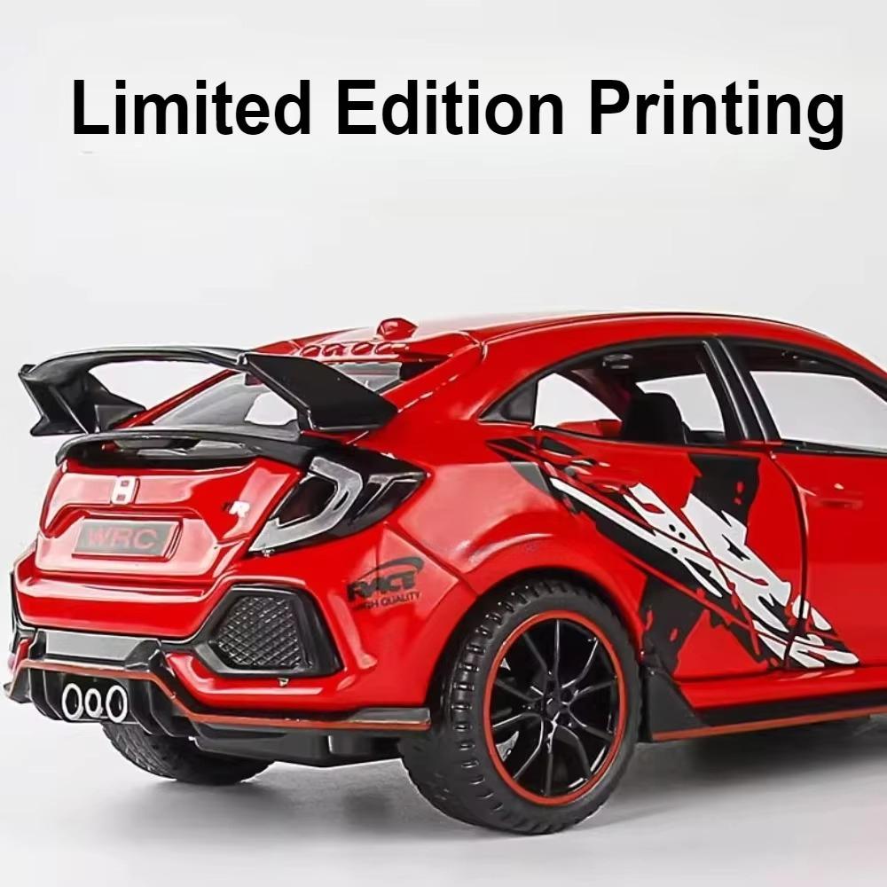 PCDB3 1:32 Honda CIVIC TYPE-R Accord Toys Diecast Alloy Models Car 6 Doors Opened Sound Light Pull Back Cars Children's Holiday Gifts