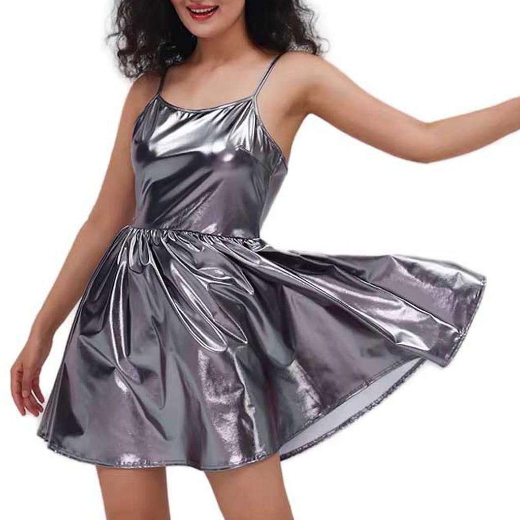  Costume Women's Shiny Party Dress For Carnival, Fancy Dress & Rave, Space Girl Outfit As Clubwear For Disco & Night Club