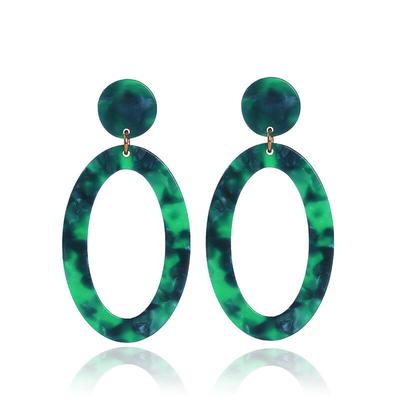 Fashion Women Geometric Acetate Acrylic Earrings Leopard Ellipse Dangle Stud Earrings Jewelry