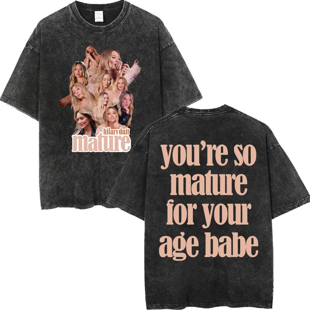 Hilary Duff The Lucky Me Tour Vintage Washed Tshirt Fashion Aesthetic Short Sleeve Tshirts Men Women Casual Loose T Shirt