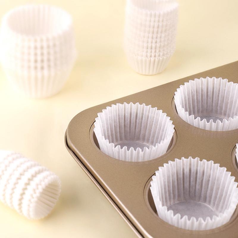 500/1000 st Chocalate Pappersformar Bakning Muffin Tårtkoppar Former Muffinspapper Vita Festbricka Form Fettavvisande Omslag Hållare