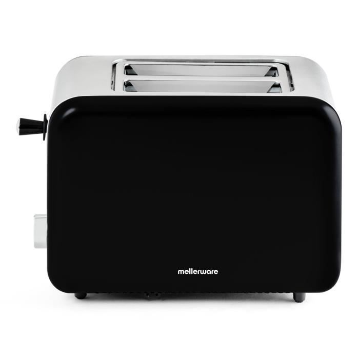 Grille-pain croustillant mellerware! dessin original. 2 fentes de 14x4 cm. fonction de réchauffage et de dégivrage (noir)