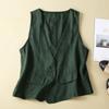 Vintage Retro Linen Vest Summer V-neck Casual Sleeveless Tank Top Thin Outerwear Vest Jacket