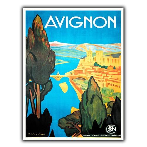 f1AVIGNON FRANCE METAL SIGN PLAQUE Vintage Retro Travel Holiday Advert poster 20x30cm(7.8x11.8inch)