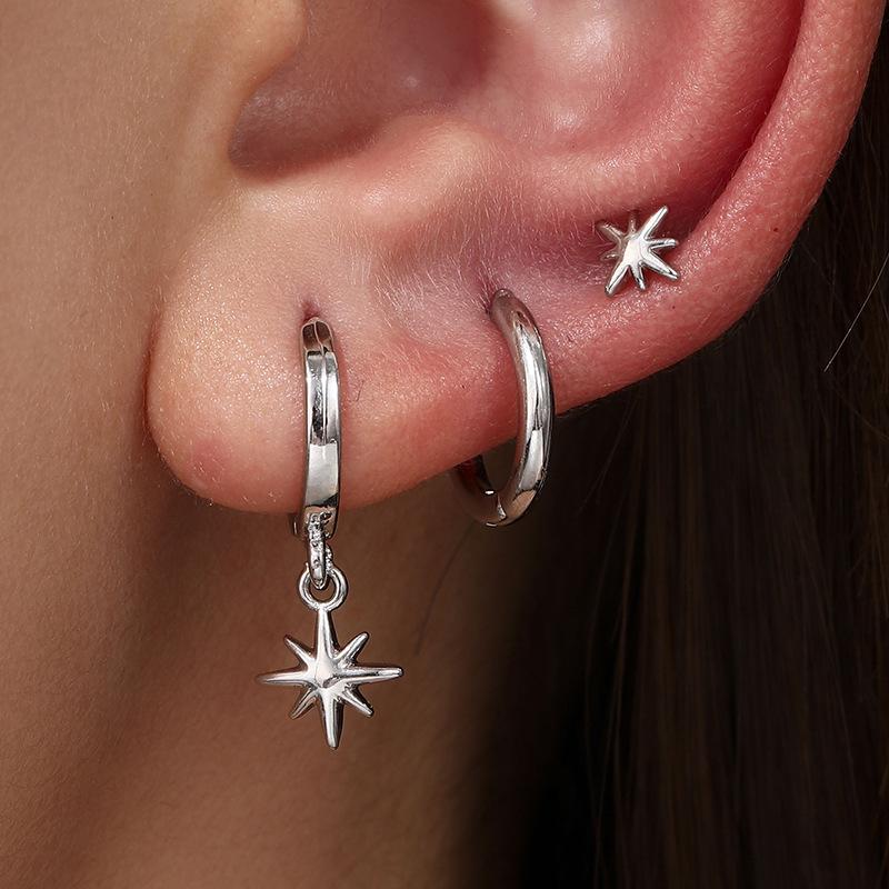 New Arrivals Leaderboard Women's Fashion Loop Single Ear Set Earrings European and American Style Fashionable Women's Copper Stud Earrings