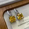 Light Luxury Quadrilateral Goose Yellow High Carbon Diamond Necklace Full Of Zircon Heavy Industry Collarbone Chain Set Female