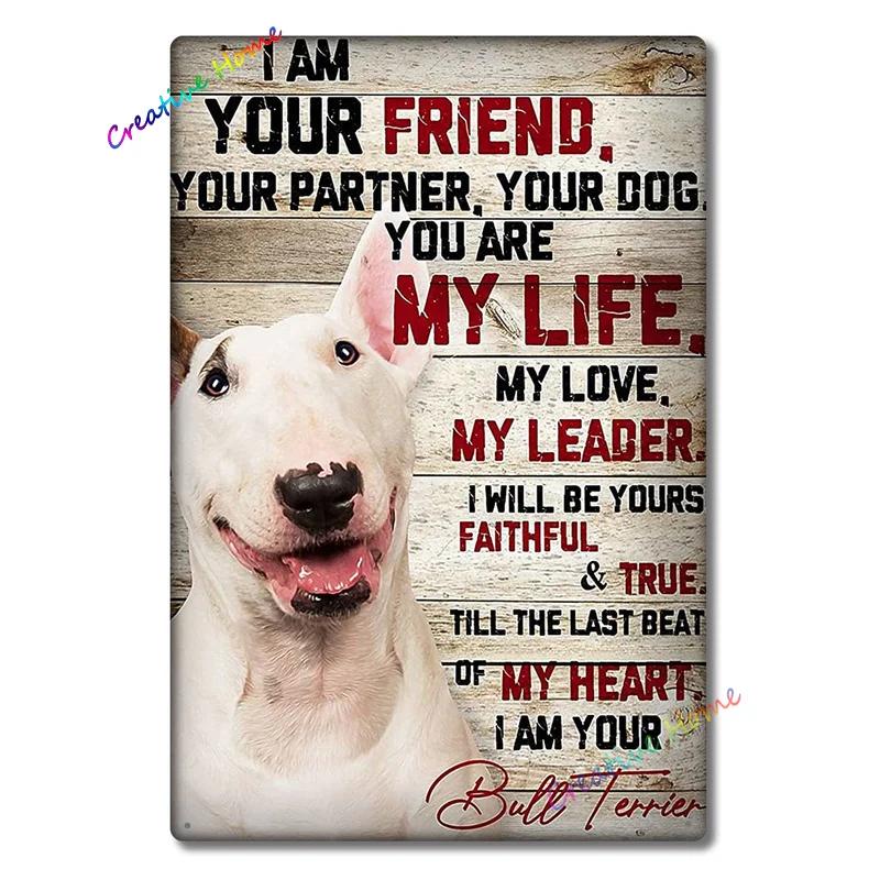 Bullterrier Retro Blechschild Bullterrier Liebhaber Es war einmal Mädchen und Hund Wandkunst Poster für Pub Bar Männerhöhle 8x12 Zoll