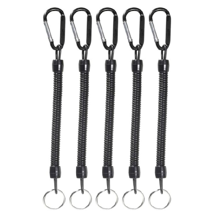 5Pcs Fishing Lanyards with Carabiner Fishing Coiled Lanyards for Plier, Boatings