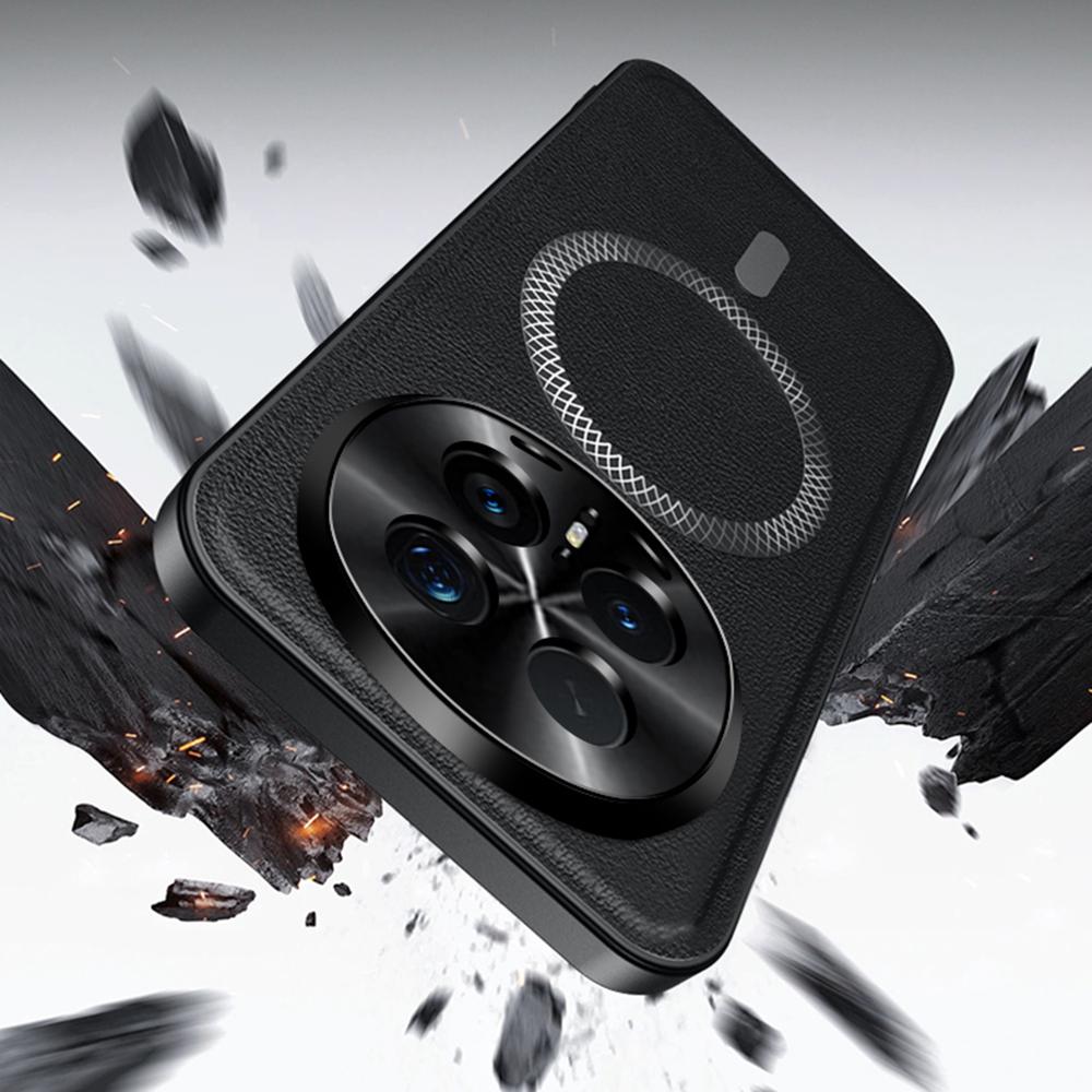 For Honor Magic8 Pro 5G Case Magnetic Case PU TPU PC Phone Back Cover with Metal Lens Frame