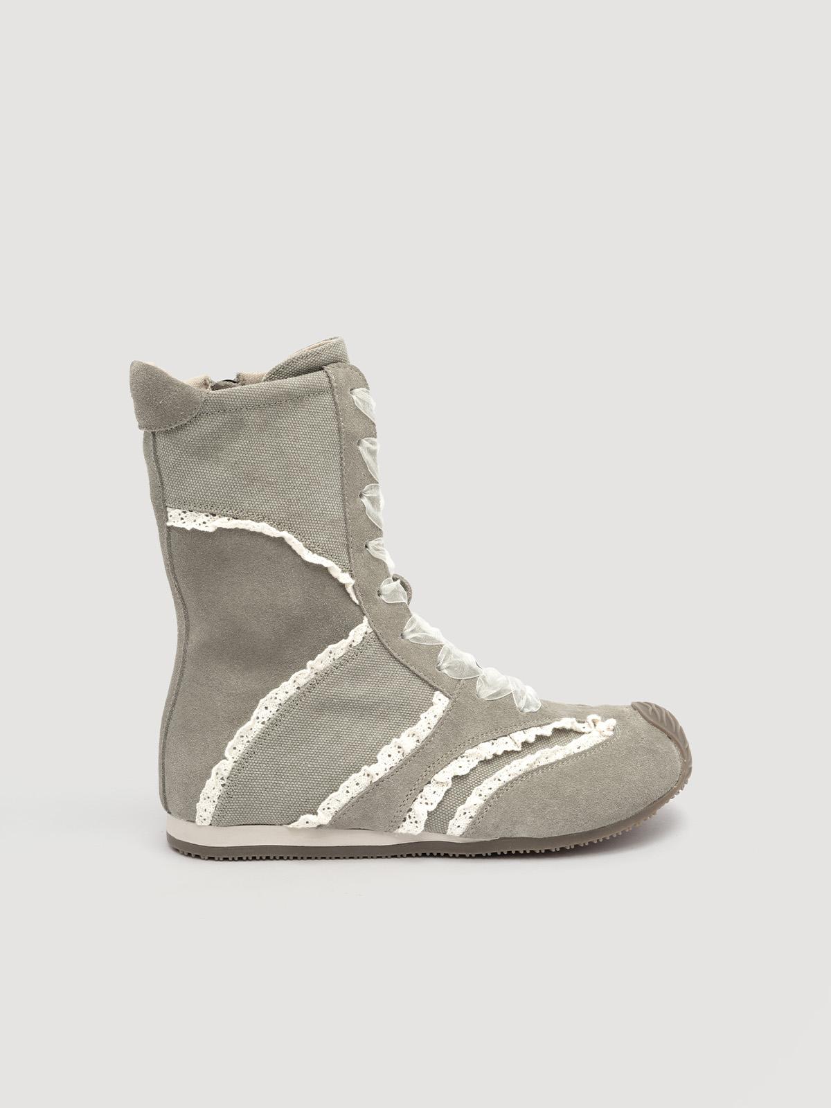 Женские парусиновые ботинки на шнуровке в стиле ретро Balletcore High Top Casual Shoes с винтажными кружевными деталями 40 хаки 8598₽