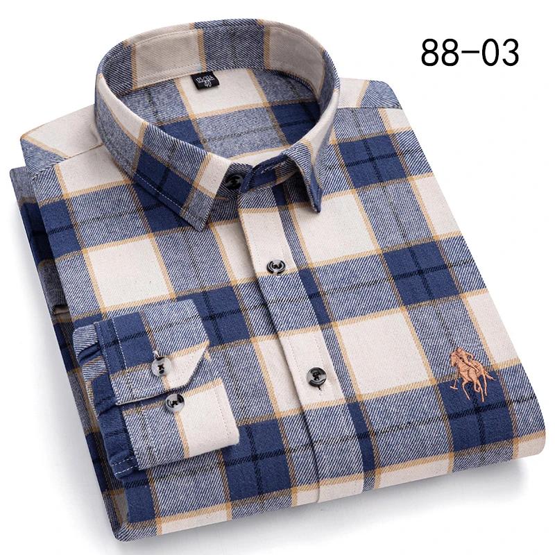 New Autumn Winter Fashion Plaid Flannel Long Sleeve Shirts For Men Plus Size Cotton Warm Clothing Business Smart Dress Shirts