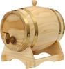 5 Litre Wooden Barrel - Pine Wood, Wine Barrel with Buck and Tap, Schnapps Barrel for Whiskey, Bourbon, Rum, Brandy, Tequila