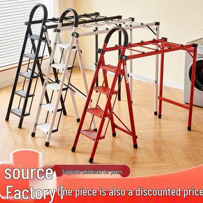 Multi-Functional Folding A-Frame Ladder and Drying Rack - Telescopic, Thickened Carbon Steel, No-Installation Required