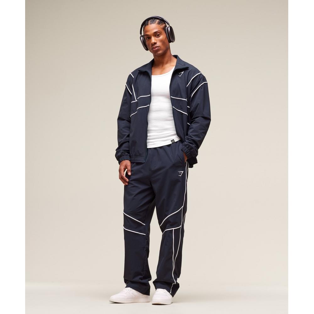 Gymshark Retro Crinkle Track Jacket Heavy Blue A2c1c Uctn