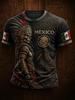 Mexico Style Aztec Graphic Football Jersey T Shirt Men Women 3D Print Sports Top Short Sleeve Casual Outdoor Summer Wear